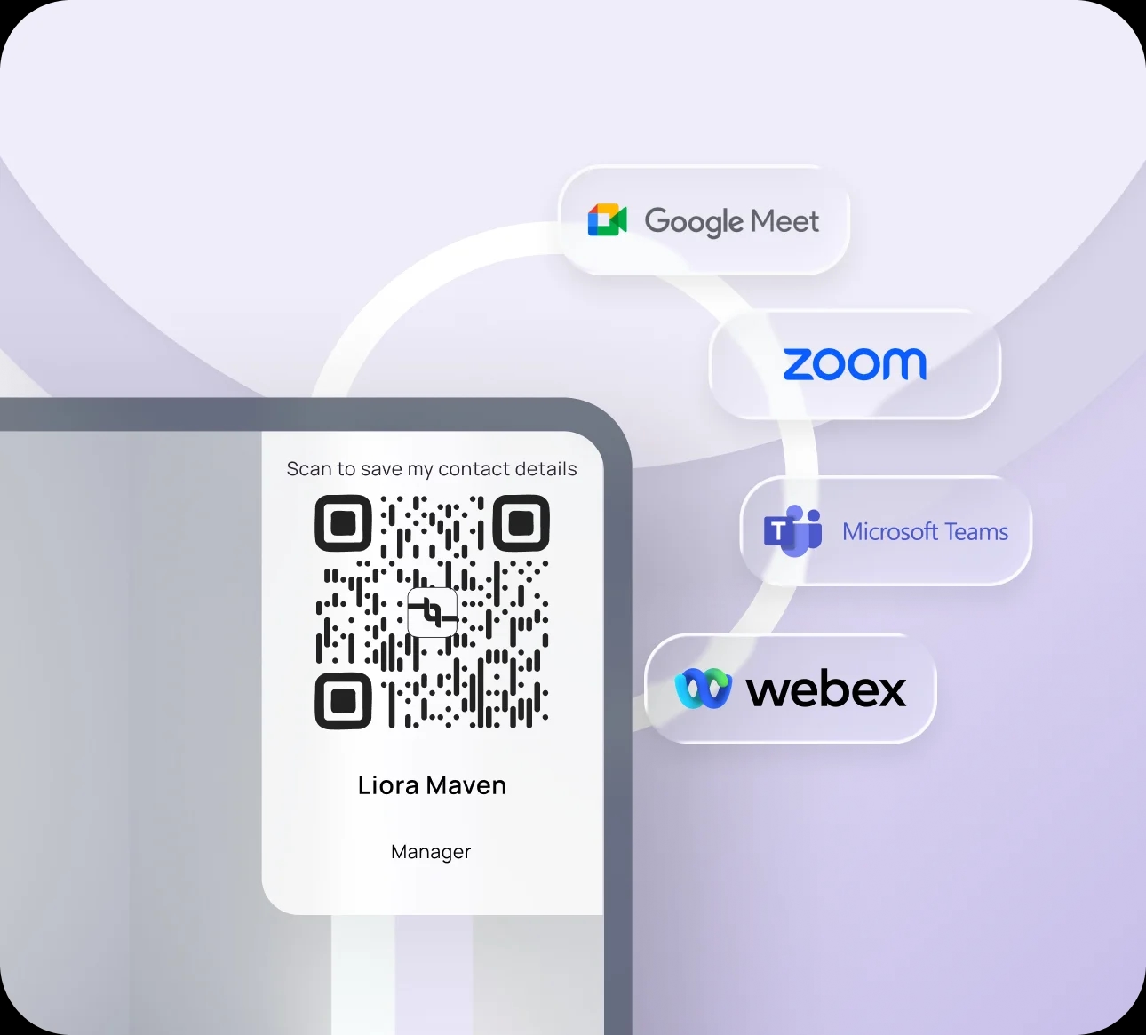 Works with Zoom, Teams, Google Meet, and Webex