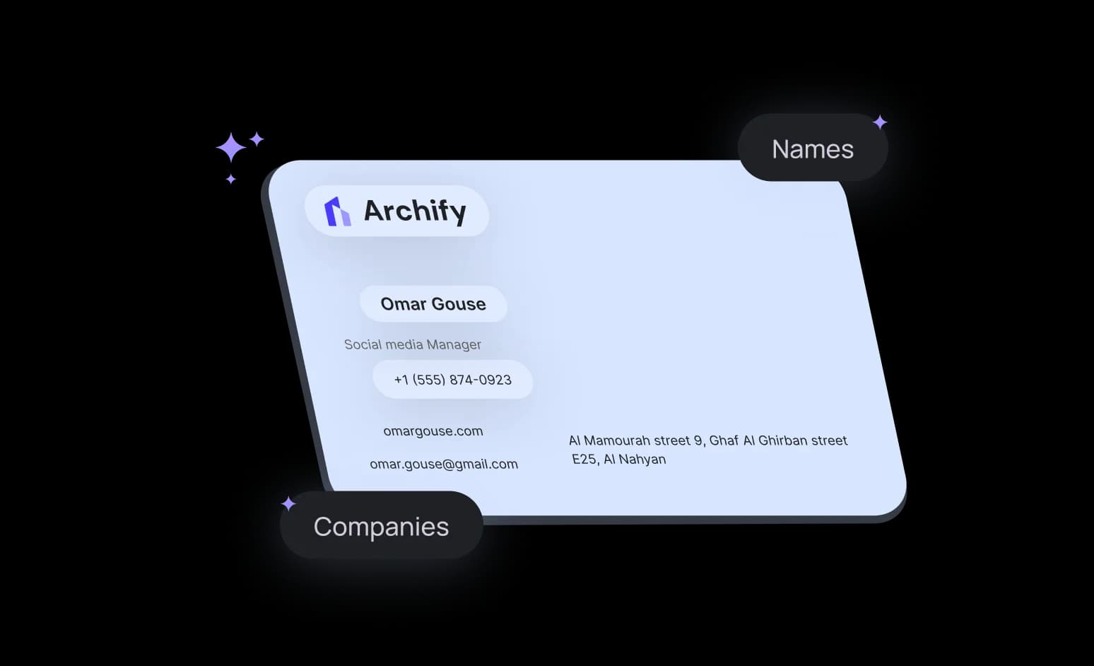 AI extracts contact details from cards