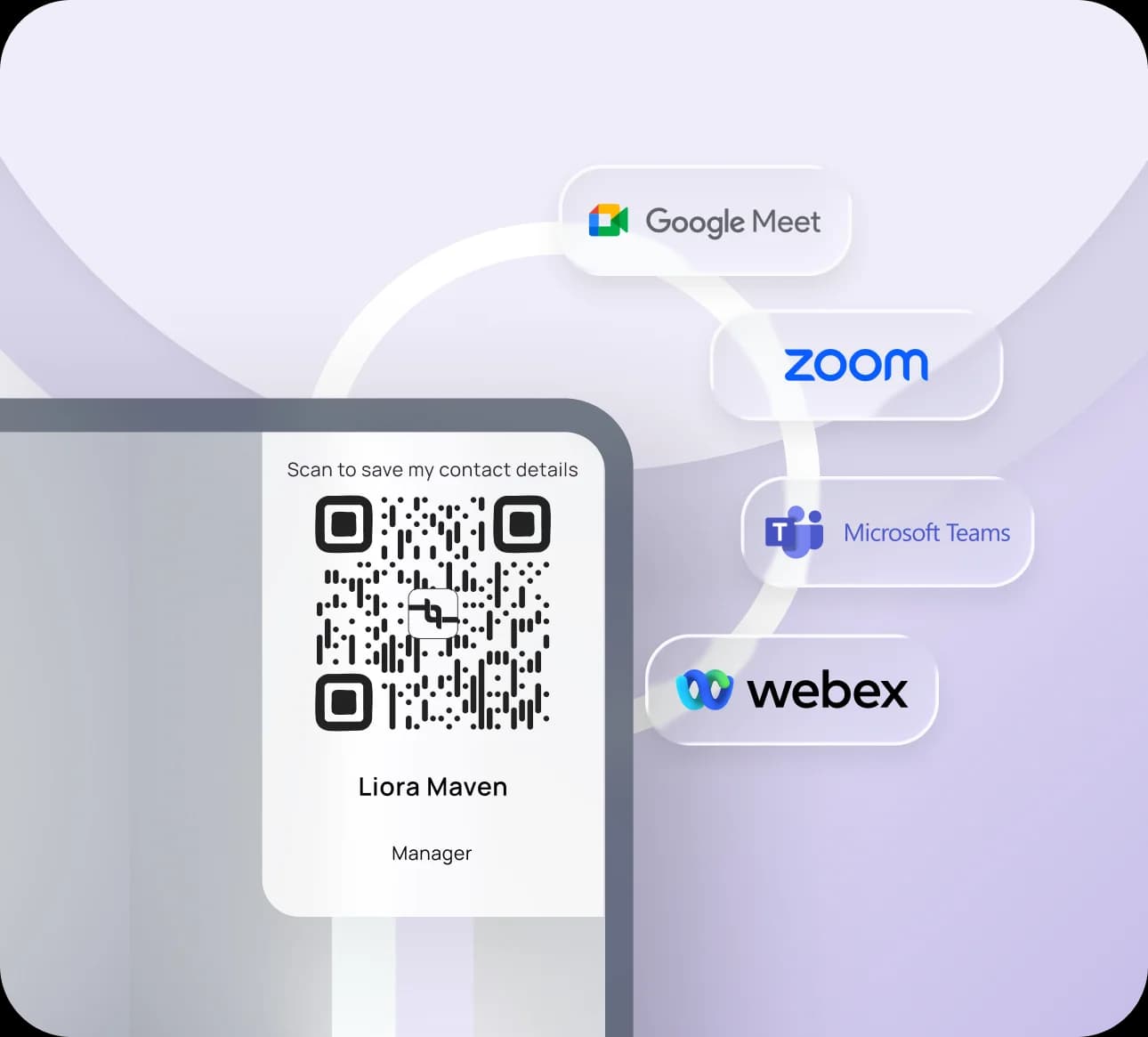 Works with Zoom, Teams, Google Meet, and Webex
